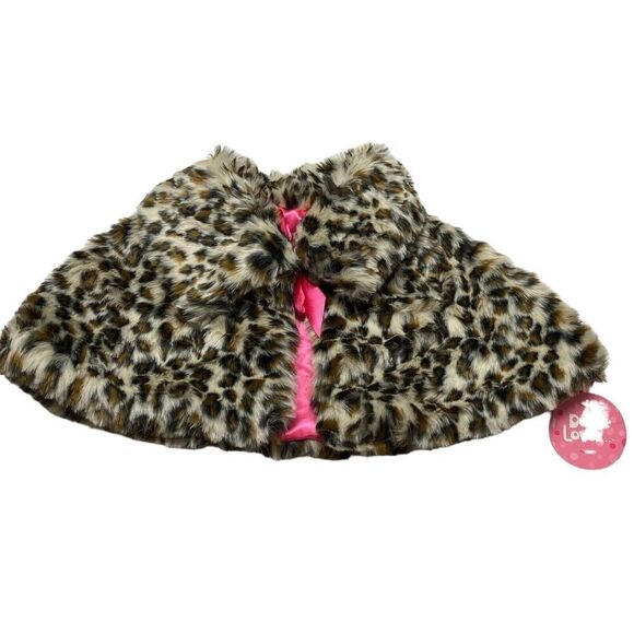 Dottie Loves Capelet Girls Extra Small / Small Leopard Faux Fur Toddler Cape - Picture 1 of 5